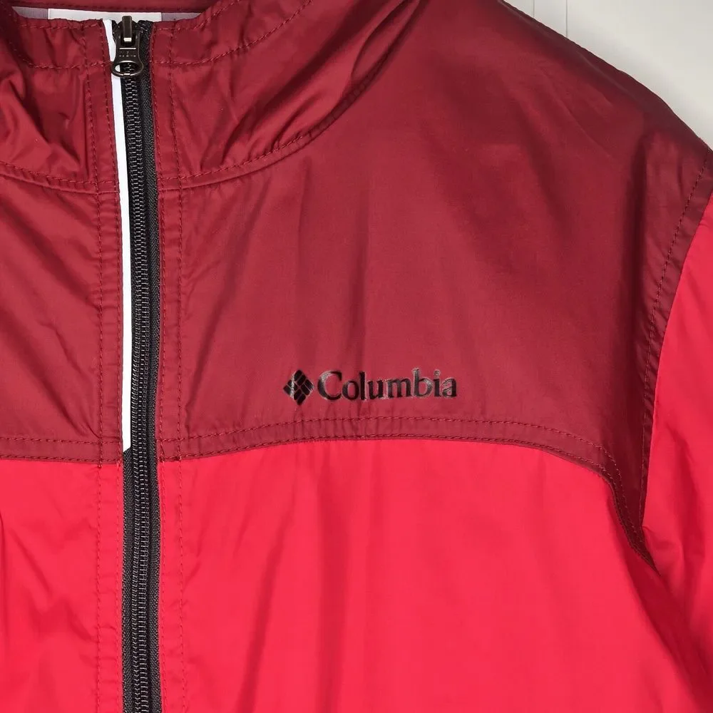 Columbia Windbreaker Jacket Kids XL 18/20 Red Maroon‎ Colorblock Gorpcore RB3416